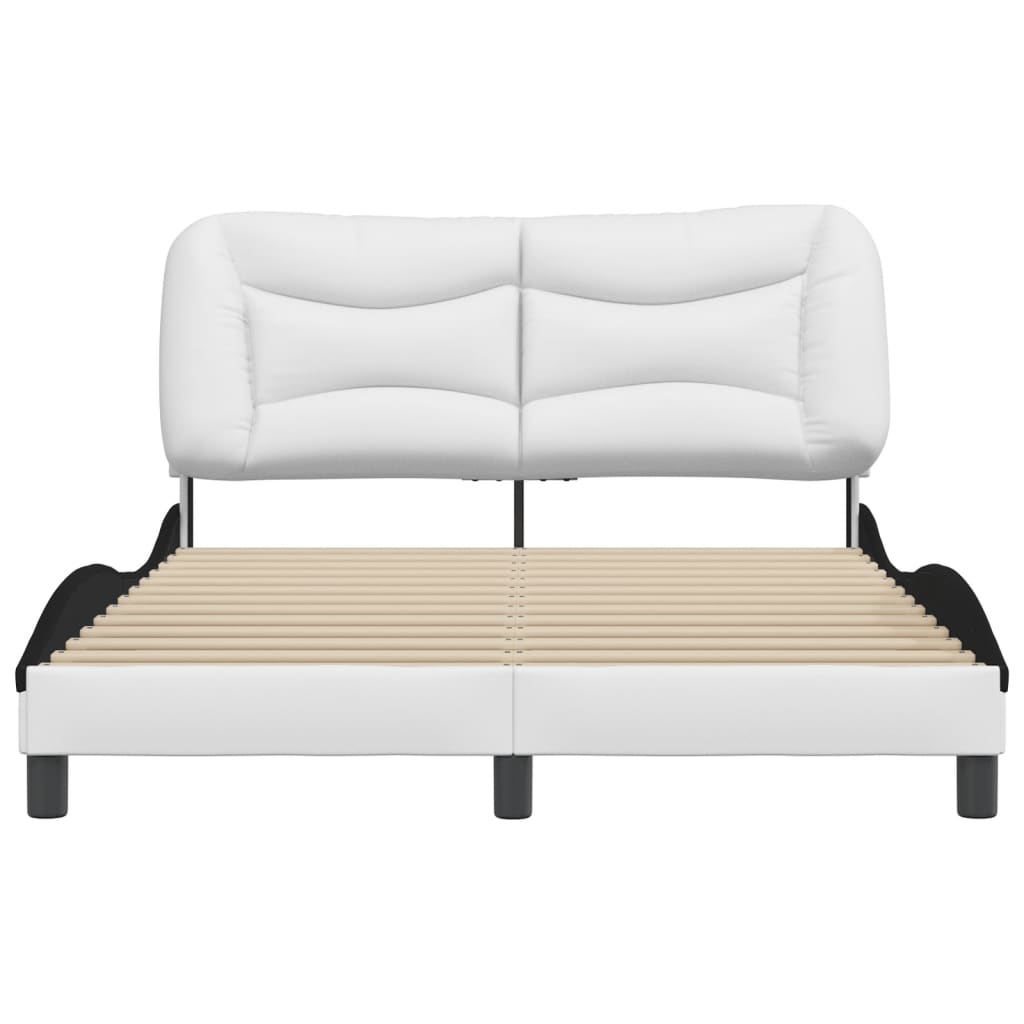 Bedframe zonder matras "Hvar" kunstleer zwart en wit 120x200 cm is nu te koop bij PeponiXL, paradijselijk wonen!