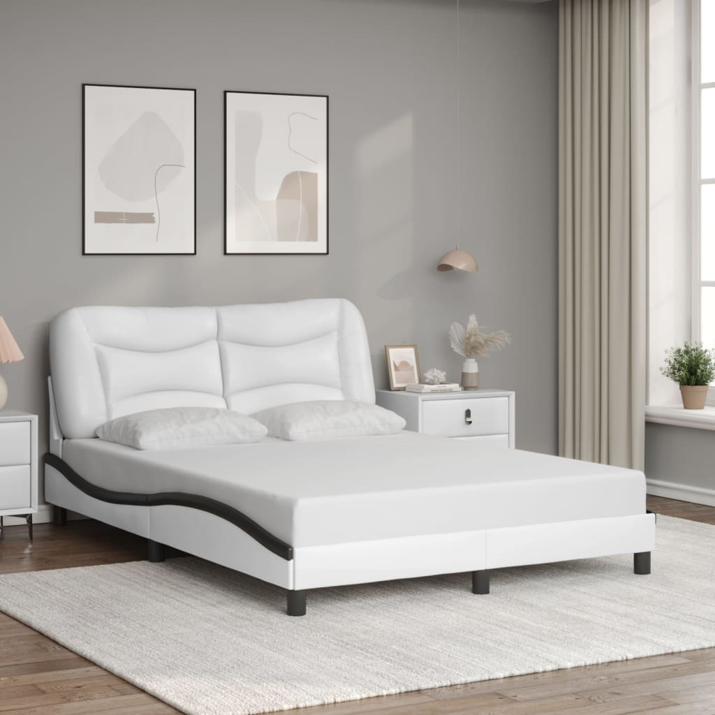 Bedframe zonder matras "Hvar" kunstleer zwart en wit 120x200 cm is nu te koop bij PeponiXL, paradijselijk wonen!