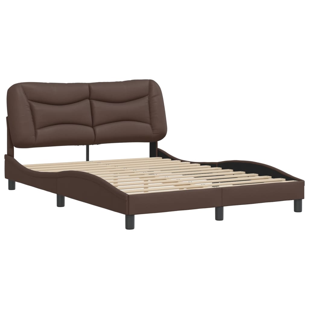 Bedframe zonder matras "Hvar" kunstleer bruin 140x190 cm is nu te koop bij PeponiXL, paradijselijk wonen!