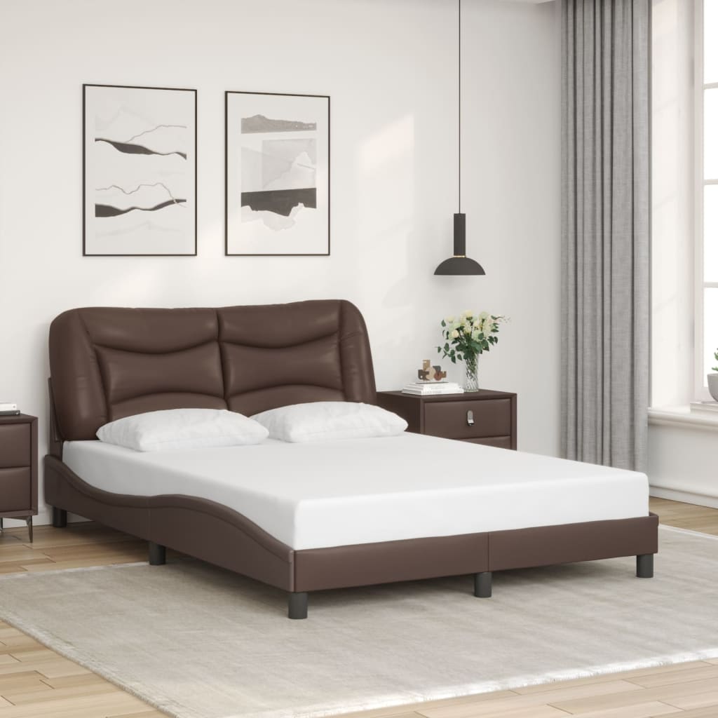 Bedframe zonder matras "Hvar" kunstleer bruin 140x190 cm is nu te koop bij PeponiXL, paradijselijk wonen!