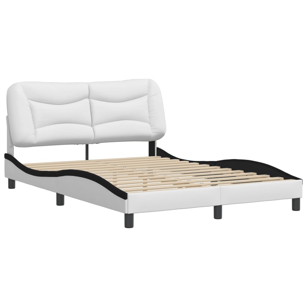 Bedframe zonder matras "Hvar" kunstleer wit en zwart 140x190 cm is nu te koop bij PeponiXL, paradijselijk wonen!