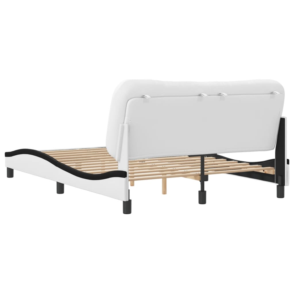 Bedframe zonder matras "Hvar" kunstleer wit en zwart 140x190 cm is nu te koop bij PeponiXL, paradijselijk wonen!
