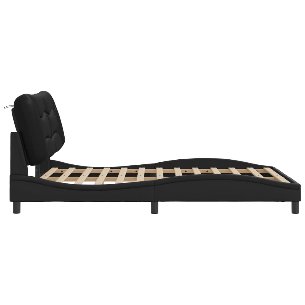 Bedframe zonder matras "Hvar" kunstleer zwart 140x200 cm is nu te koop bij PeponiXL, paradijselijk wonen!