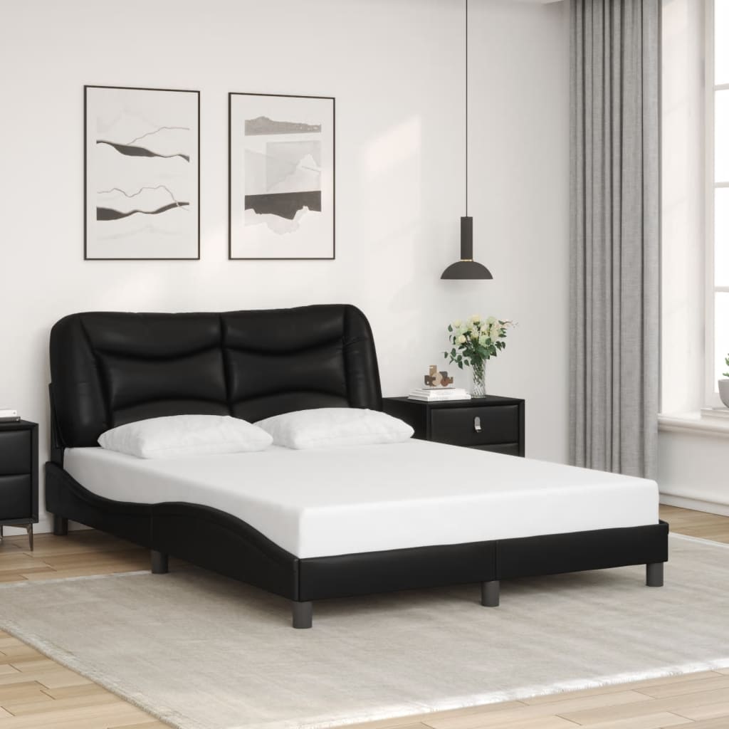 Bedframe zonder matras "Hvar" kunstleer zwart 140x200 cm is nu te koop bij PeponiXL, paradijselijk wonen!