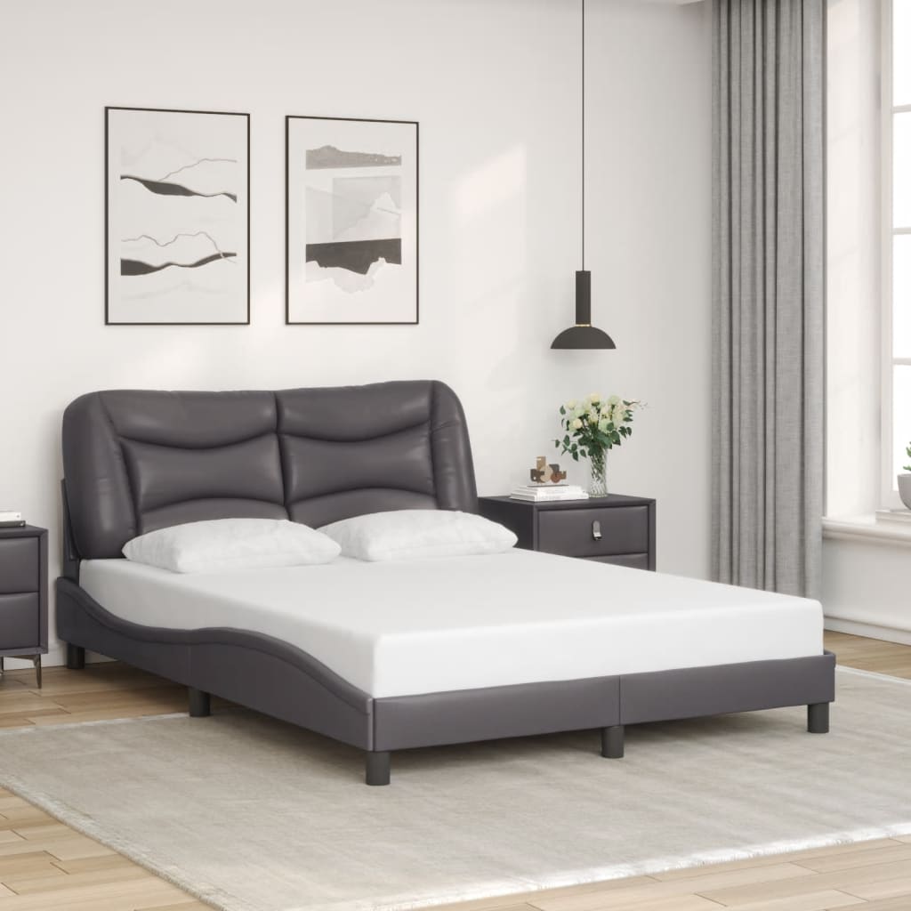 Bedframe zonder matras "Hvar" kunstleer grijs 140x200 cm is nu te koop bij PeponiXL, paradijselijk wonen!