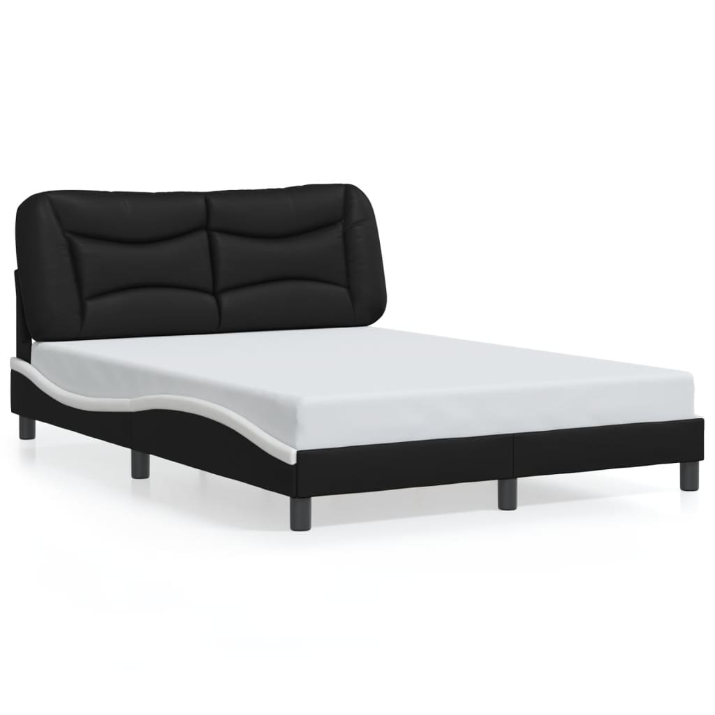Bedframe zonder matras "Hvar" kunstleer zwart en wit 140x200 cm is nu te koop bij PeponiXL, paradijselijk wonen!