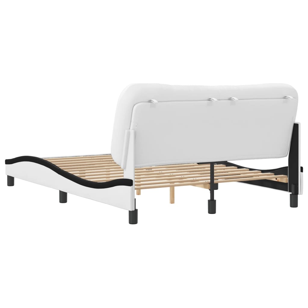 Bedframe zonder matras "Hvar" kunstleer zwart en wit 140x200 cm is nu te koop bij PeponiXL, paradijselijk wonen!