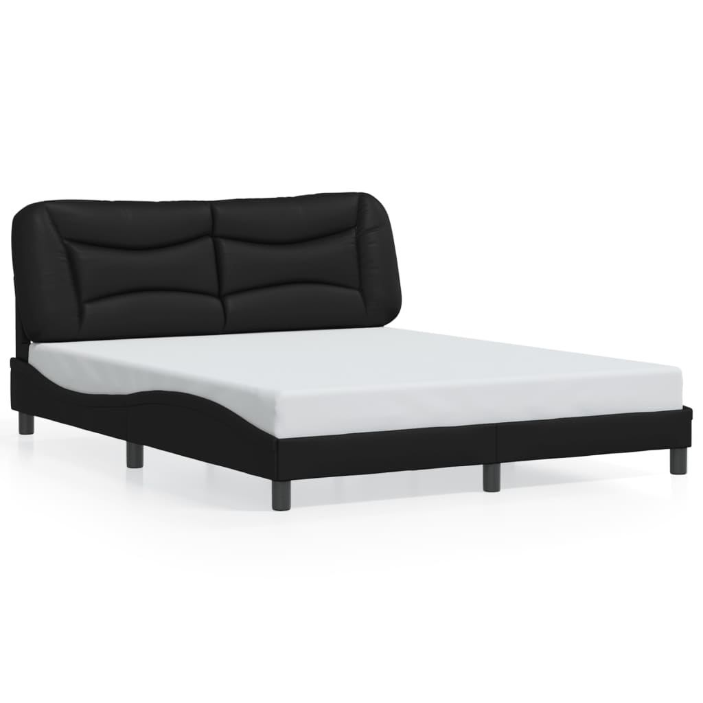 Bedframe zonder matras "Hvar" kunstleer zwart 160x200 cm is nu te koop bij PeponiXL, paradijselijk wonen!