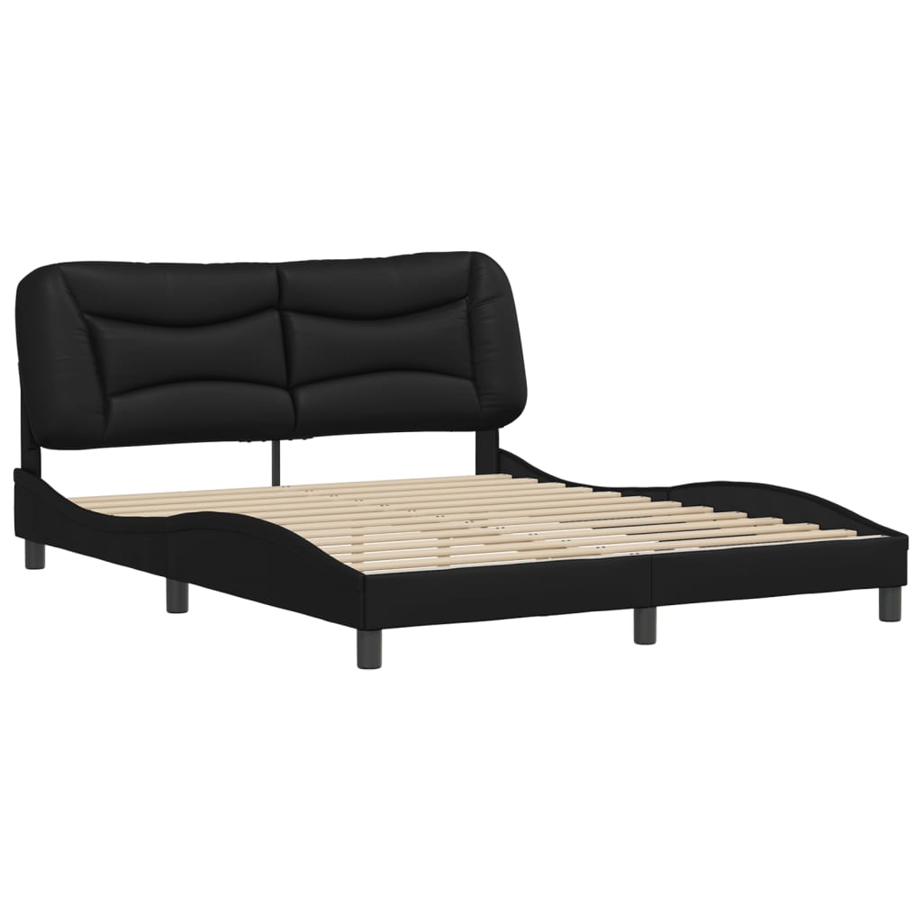 Bedframe zonder matras "Hvar" kunstleer zwart 160x200 cm is nu te koop bij PeponiXL, paradijselijk wonen!