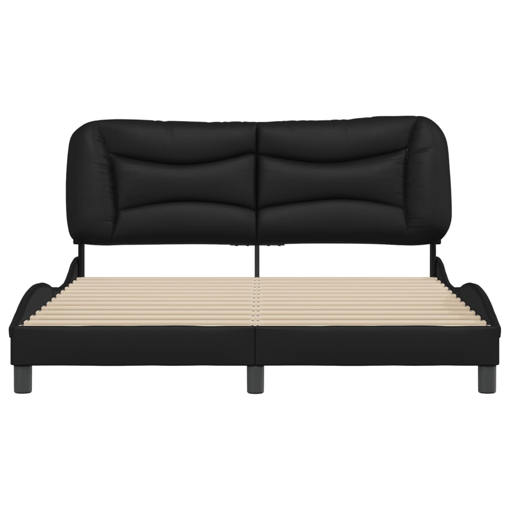 Bedframe zonder matras "Hvar" kunstleer zwart 160x200 cm is nu te koop bij PeponiXL, paradijselijk wonen!