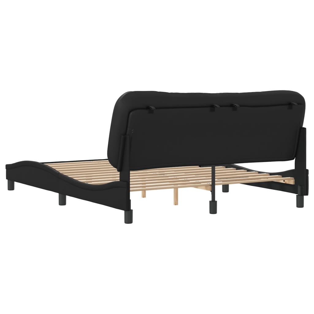 Bedframe zonder matras "Hvar" kunstleer zwart 160x200 cm is nu te koop bij PeponiXL, paradijselijk wonen!