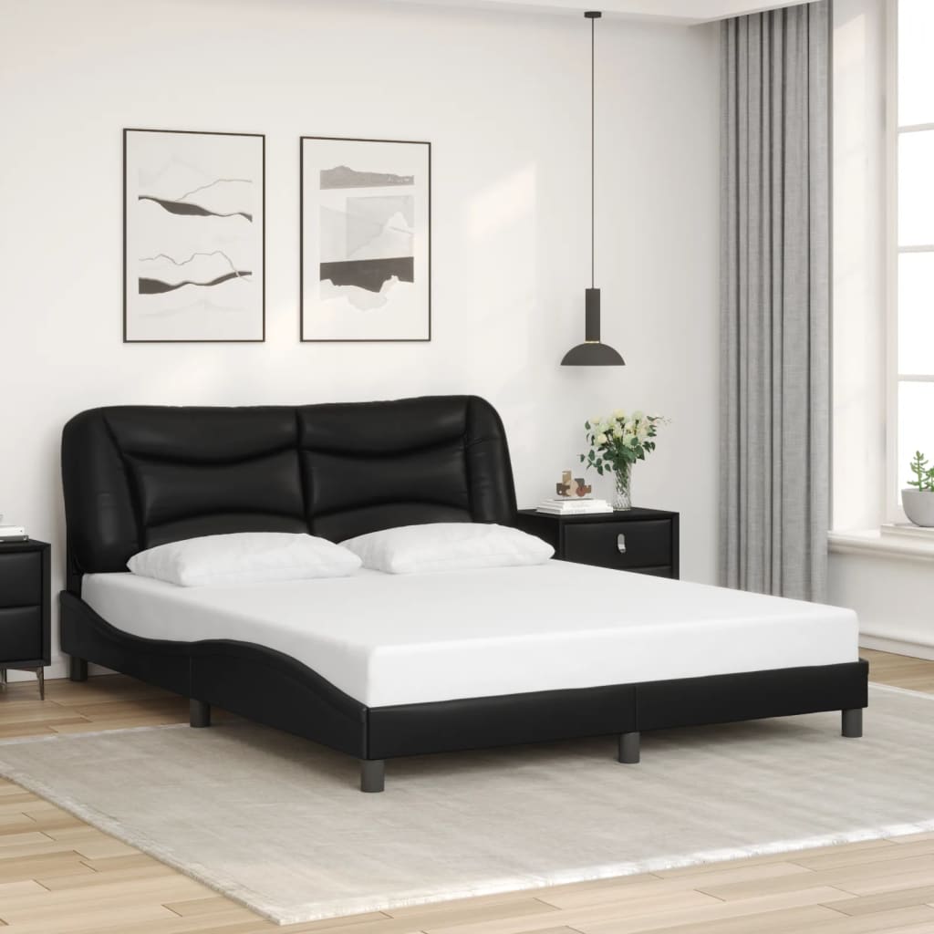 Bedframe zonder matras "Hvar" kunstleer zwart 160x200 cm is nu te koop bij PeponiXL, paradijselijk wonen!