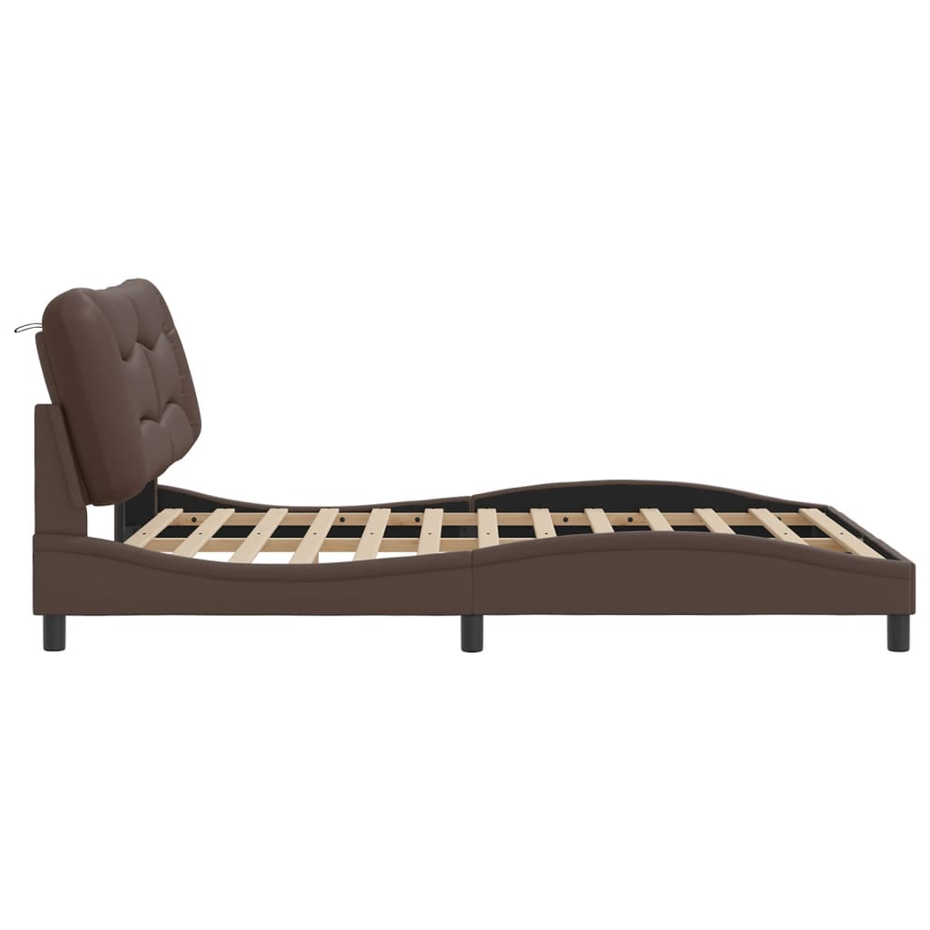 Bedframe zonder matras "Hvar" kunstleer bruin 160x200 cm is nu te koop bij PeponiXL, paradijselijk wonen!