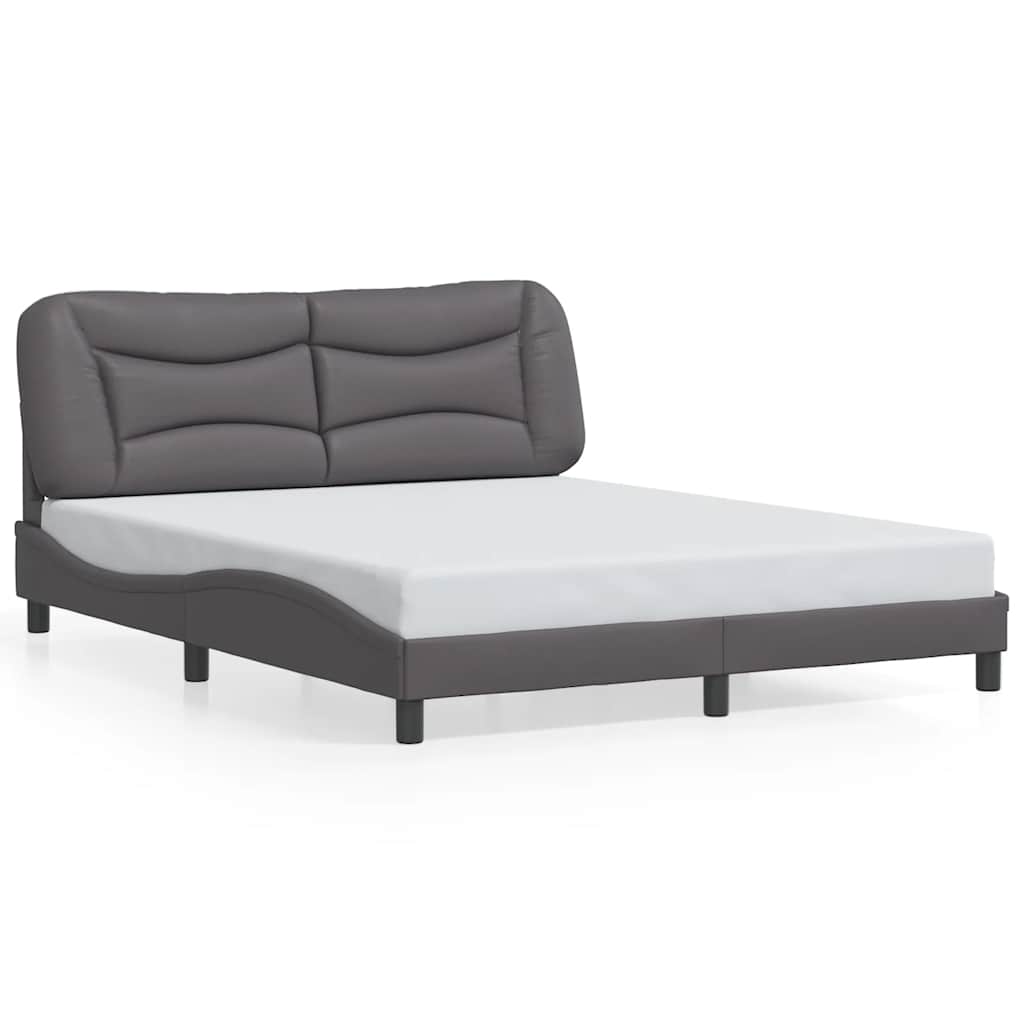 Bedframe zonder matras "Hvar" kunstleer grijs 160x200 cm is nu te koop bij PeponiXL, paradijselijk wonen!