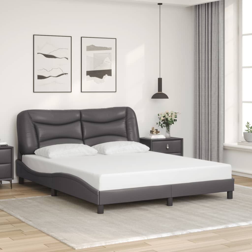 Bedframe zonder matras "Hvar" kunstleer grijs 160x200 cm is nu te koop bij PeponiXL, paradijselijk wonen!