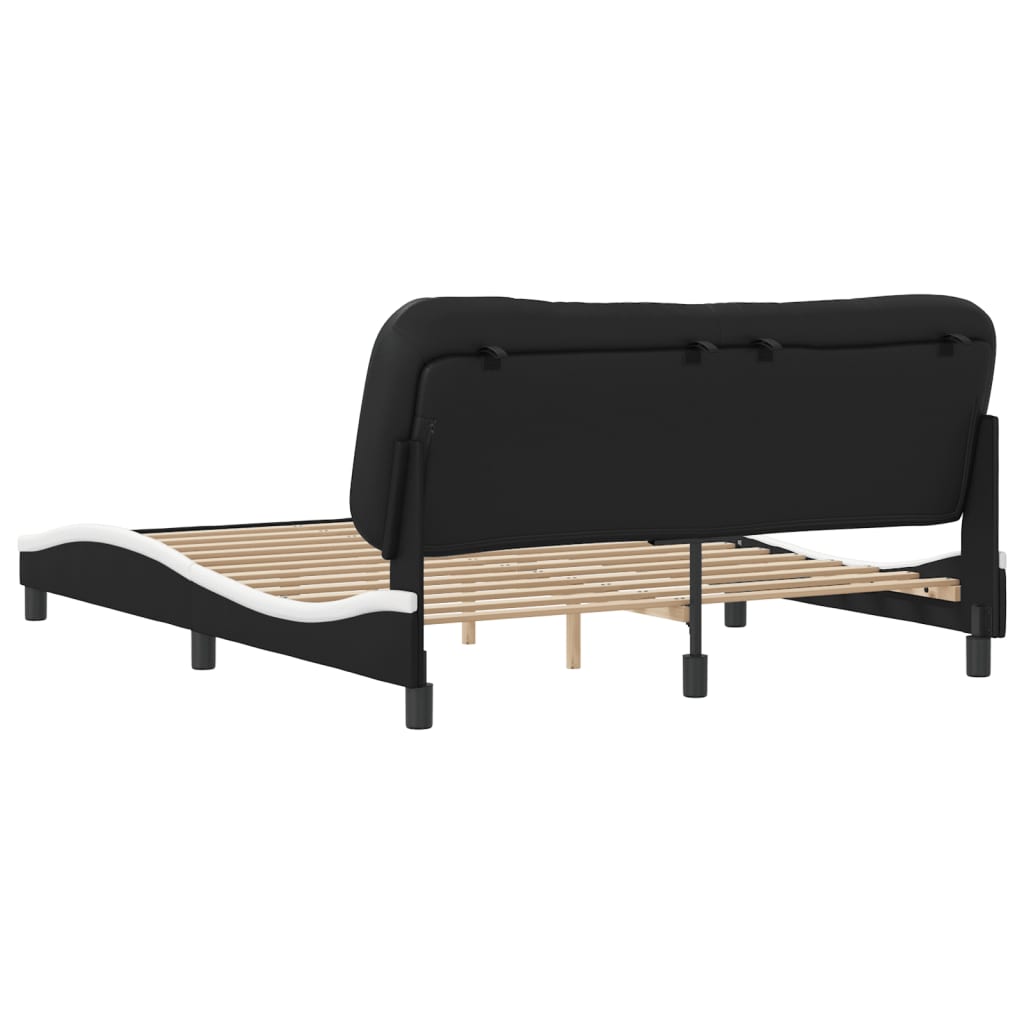 Bedframe zonder matras "Hvar" kunstleer zwart en wit 160x200 cm is nu te koop bij PeponiXL, paradijselijk wonen!