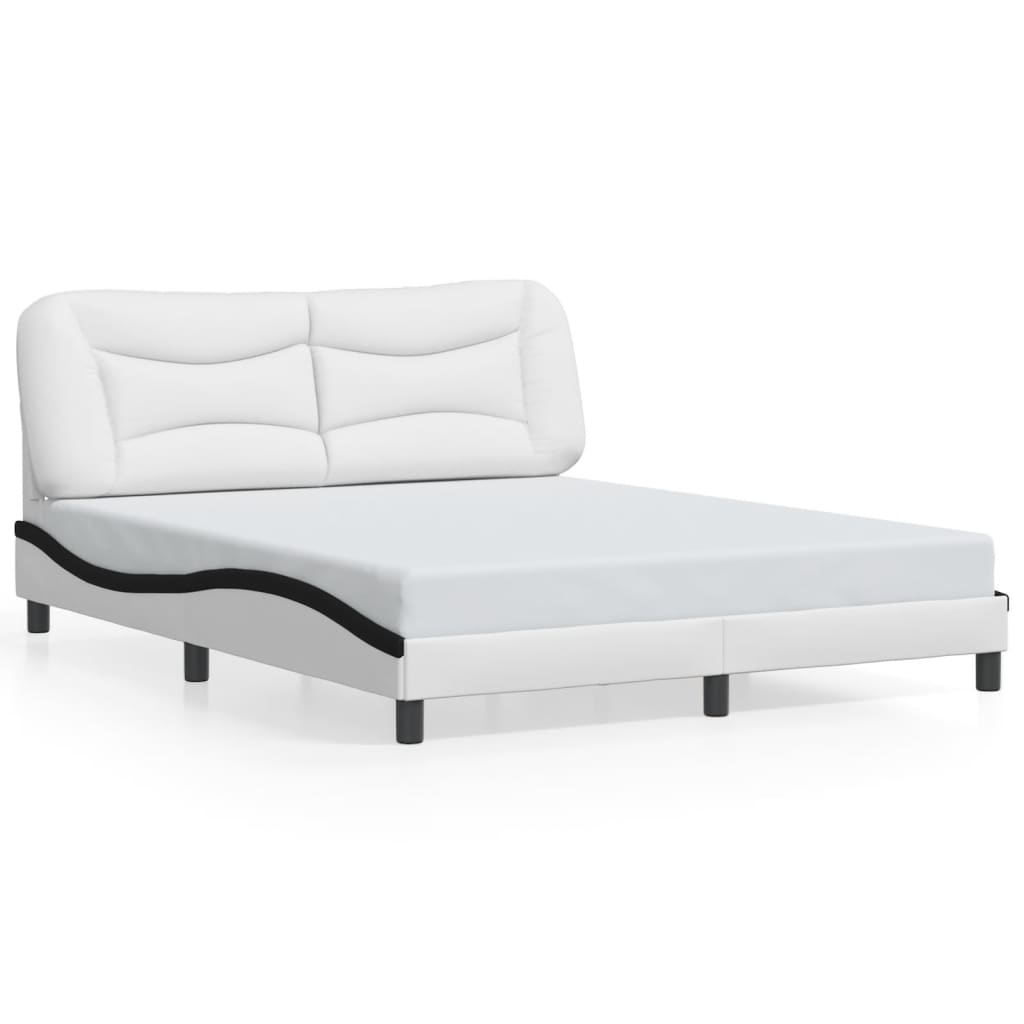 Bedframe zonder matras "Hvar" kunstleer zwart en wit 160x200 cm is nu te koop bij PeponiXL, paradijselijk wonen!
