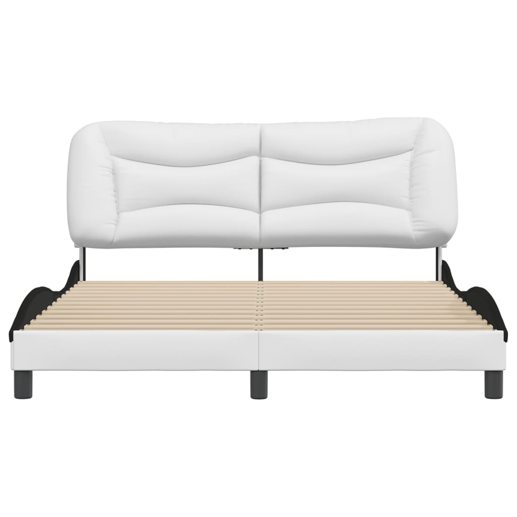 Bedframe zonder matras "Hvar" kunstleer zwart en wit 160x200 cm is nu te koop bij PeponiXL, paradijselijk wonen!