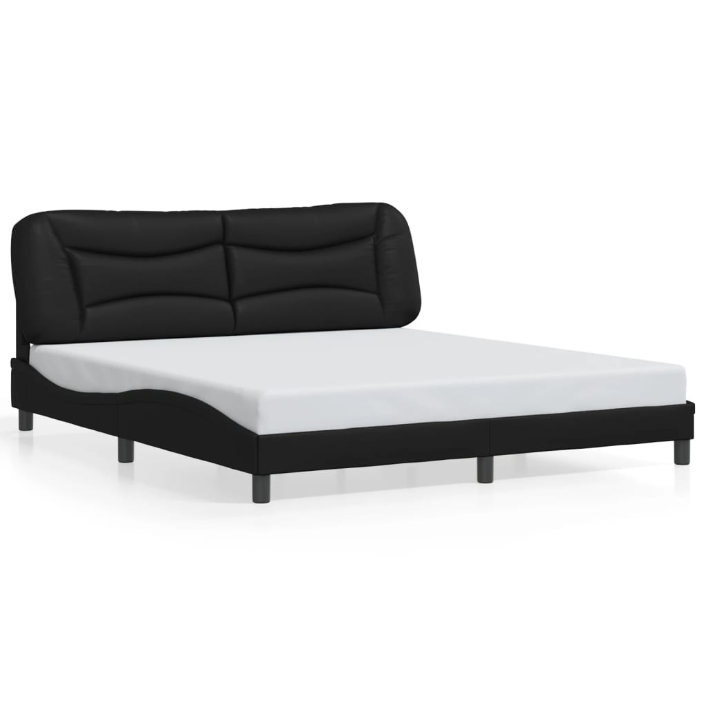 Bedframe zonder matras "Hvar" kunstleer zwart 180x200 cm is nu te koop bij PeponiXL, paradijselijk wonen!
