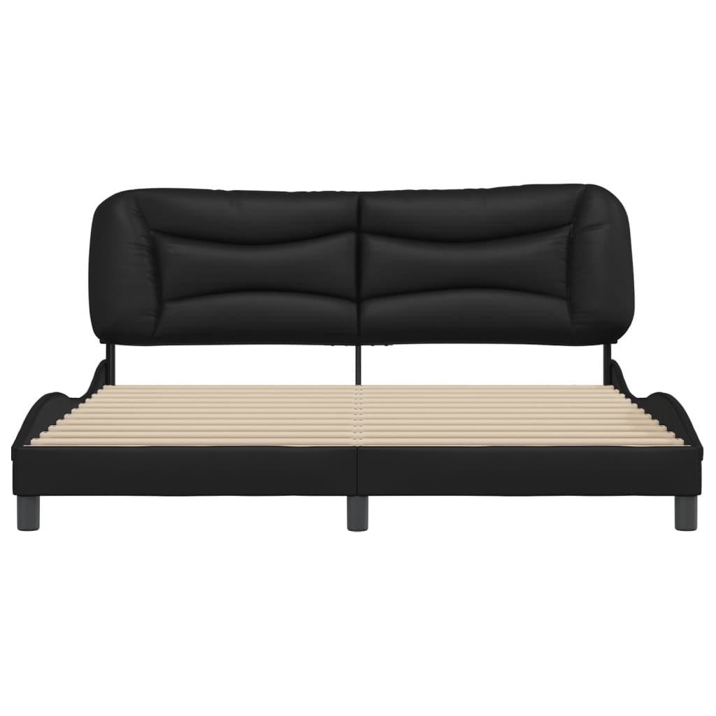 Bedframe zonder matras "Hvar" kunstleer zwart 180x200 cm is nu te koop bij PeponiXL, paradijselijk wonen!
