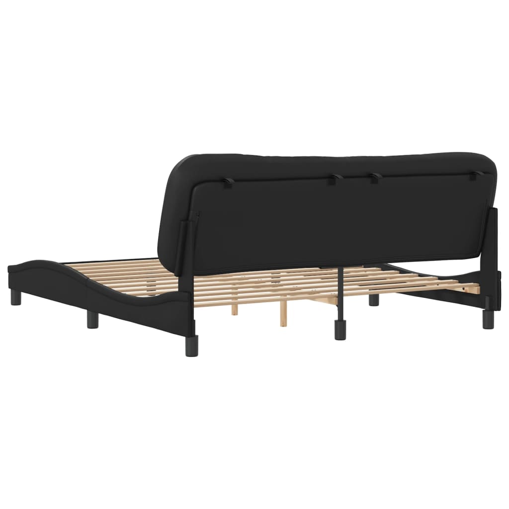 Bedframe zonder matras "Hvar" kunstleer zwart 180x200 cm is nu te koop bij PeponiXL, paradijselijk wonen!