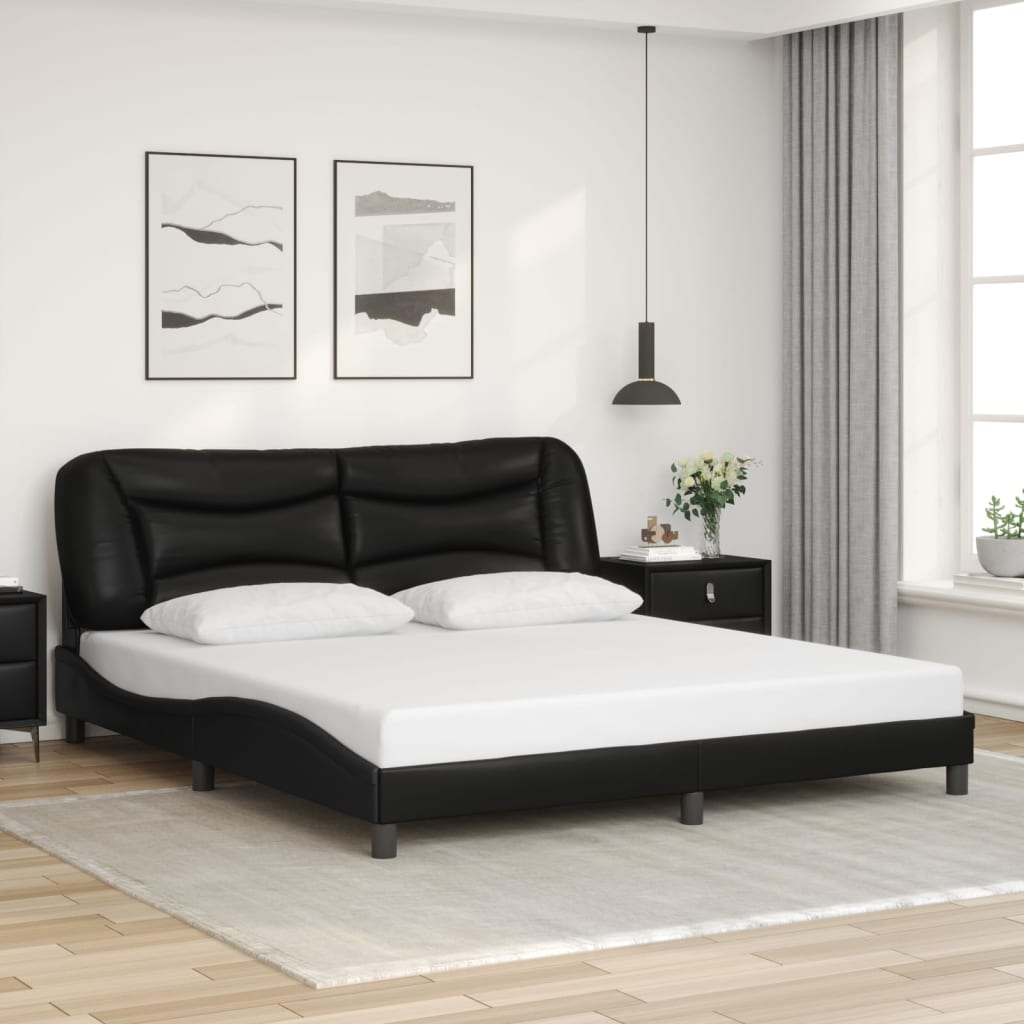 Bedframe zonder matras "Hvar" kunstleer zwart 180x200 cm is nu te koop bij PeponiXL, paradijselijk wonen!