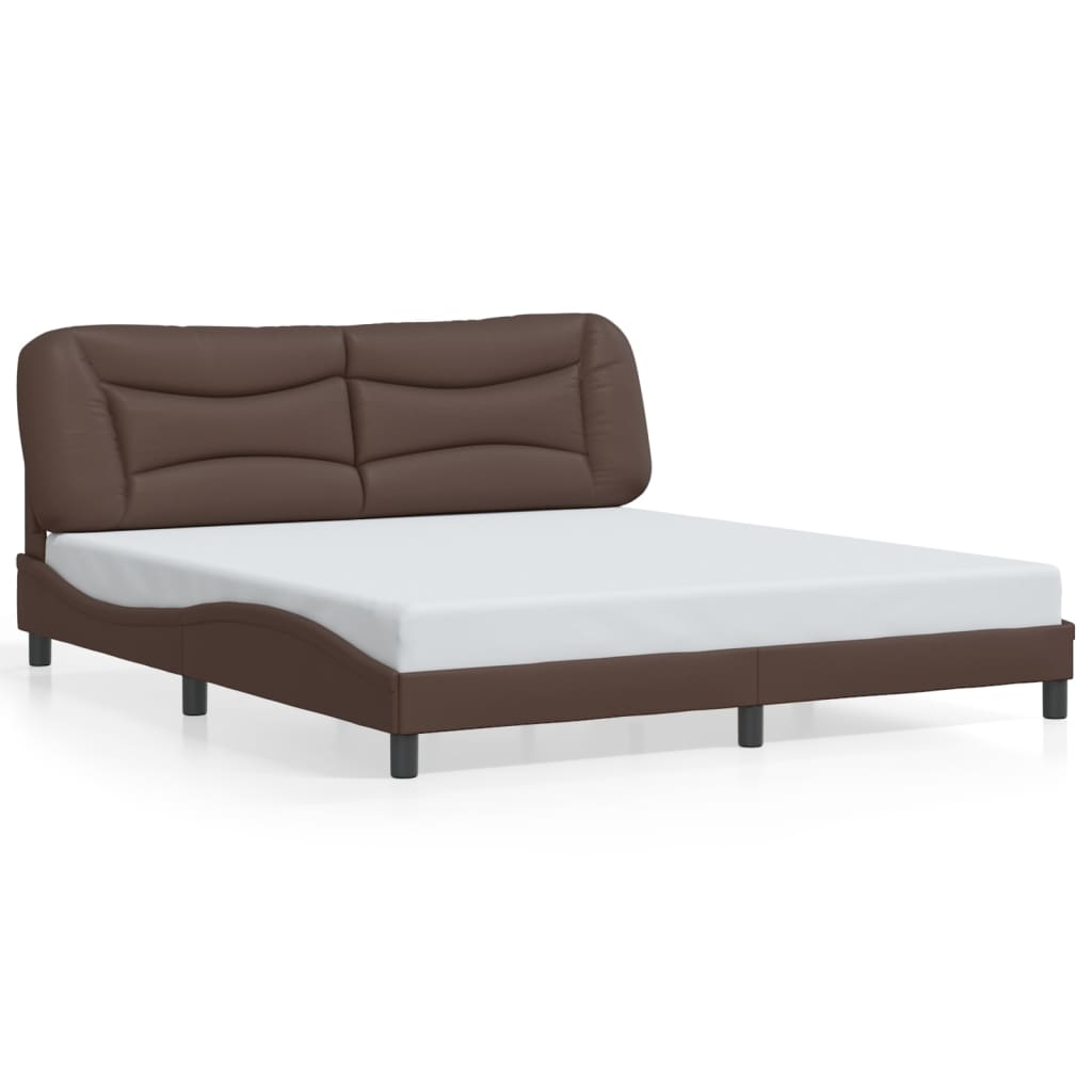 Bedframe zonder matras "Hvar" kunstleer bruin 180x200 cm is nu te koop bij PeponiXL, paradijselijk wonen!