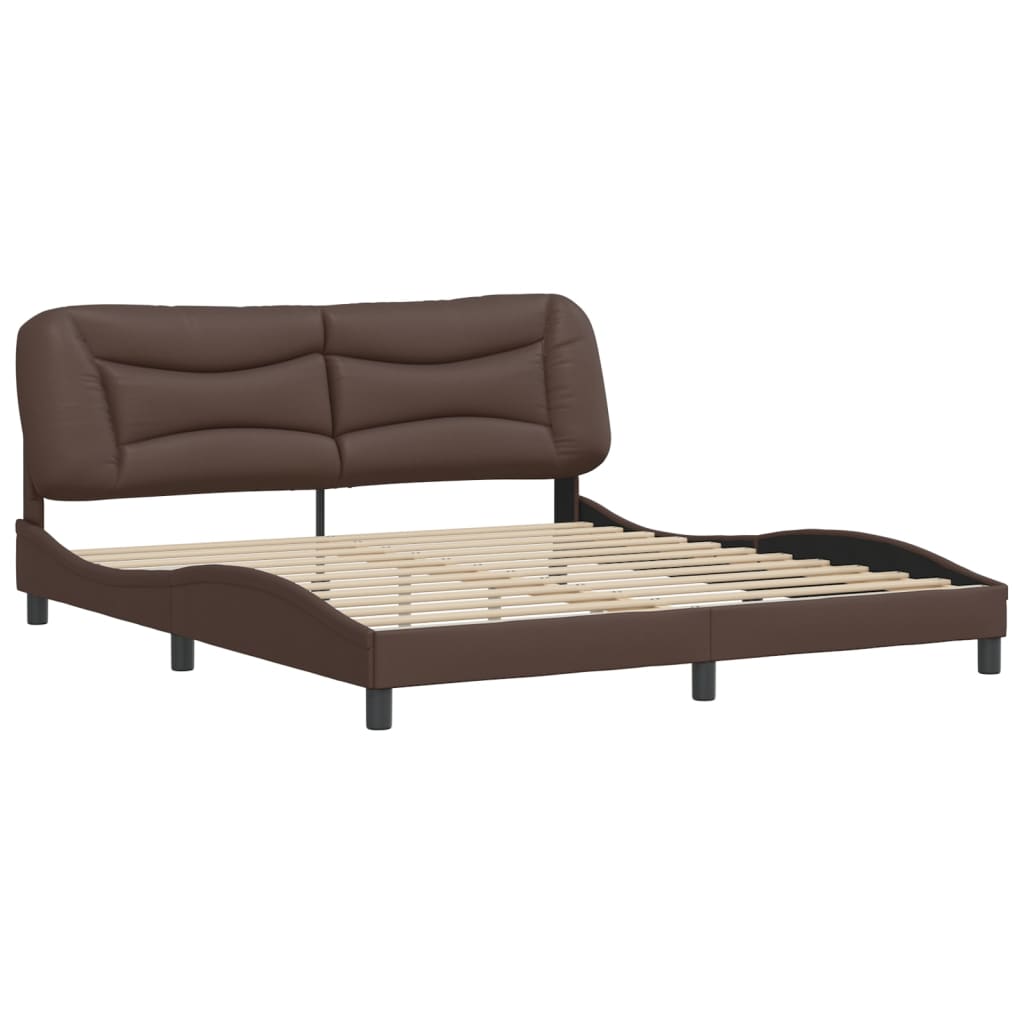 Bedframe zonder matras "Hvar" kunstleer bruin 180x200 cm is nu te koop bij PeponiXL, paradijselijk wonen!