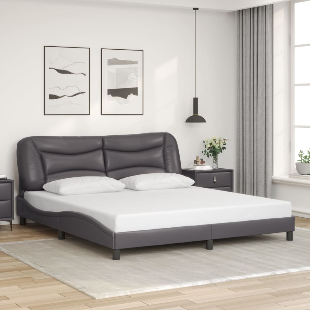 Bedframe zonder matras "Hvar" kunstleer grijs 180x200 cm is nu te koop bij PeponiXL, paradijselijk wonen!