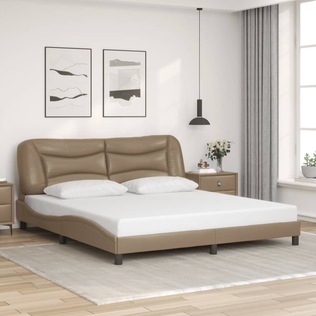 Bedframe zonder matras "Hvar" kunstleer cappuccinokleurig 180x200 cm is nu te koop bij PeponiXL, paradijselijk wonen!