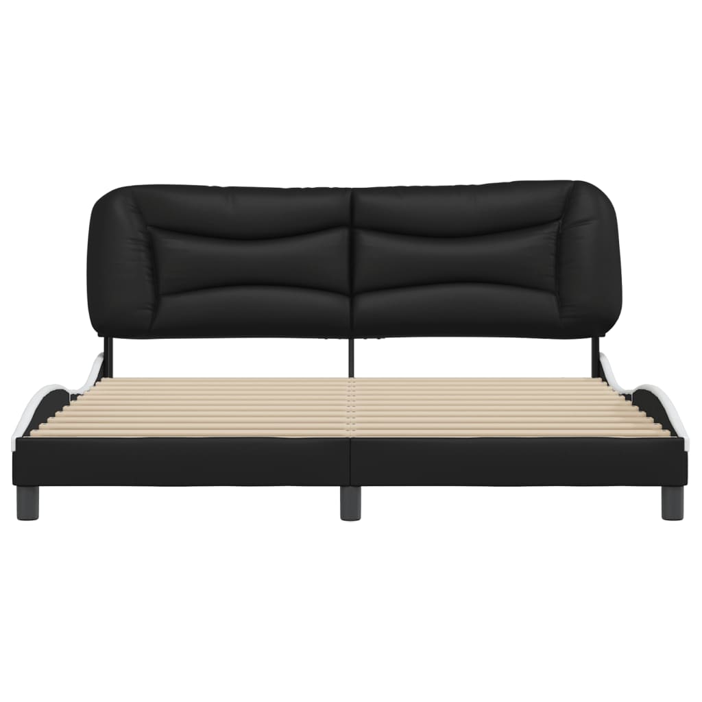 Bedframe zonder matras "Hvar" kunstleer zwart en wit 180x200 cm is nu te koop bij PeponiXL, paradijselijk wonen!