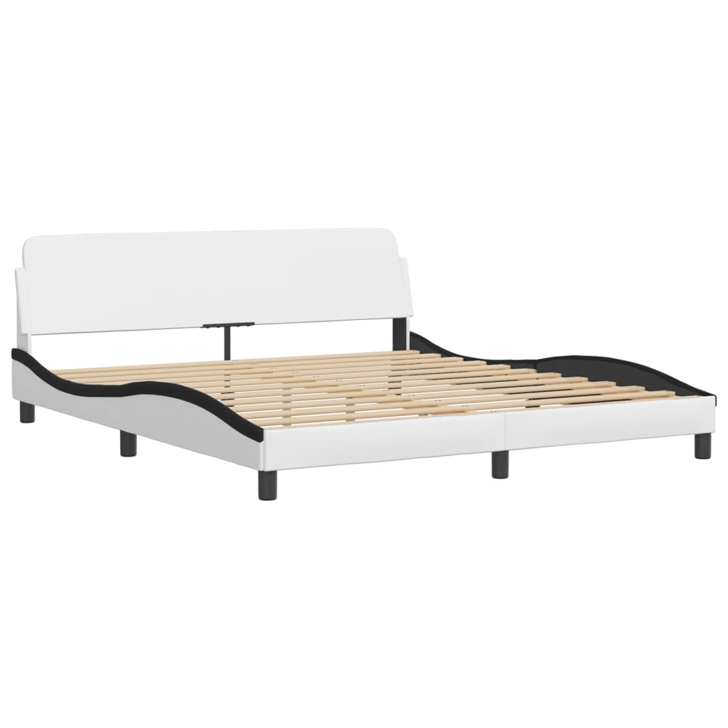 Bedframe zonder matras "Hvar" kunstleer wit en zwart 180x200 cm is nu te koop bij PeponiXL, paradijselijk wonen!