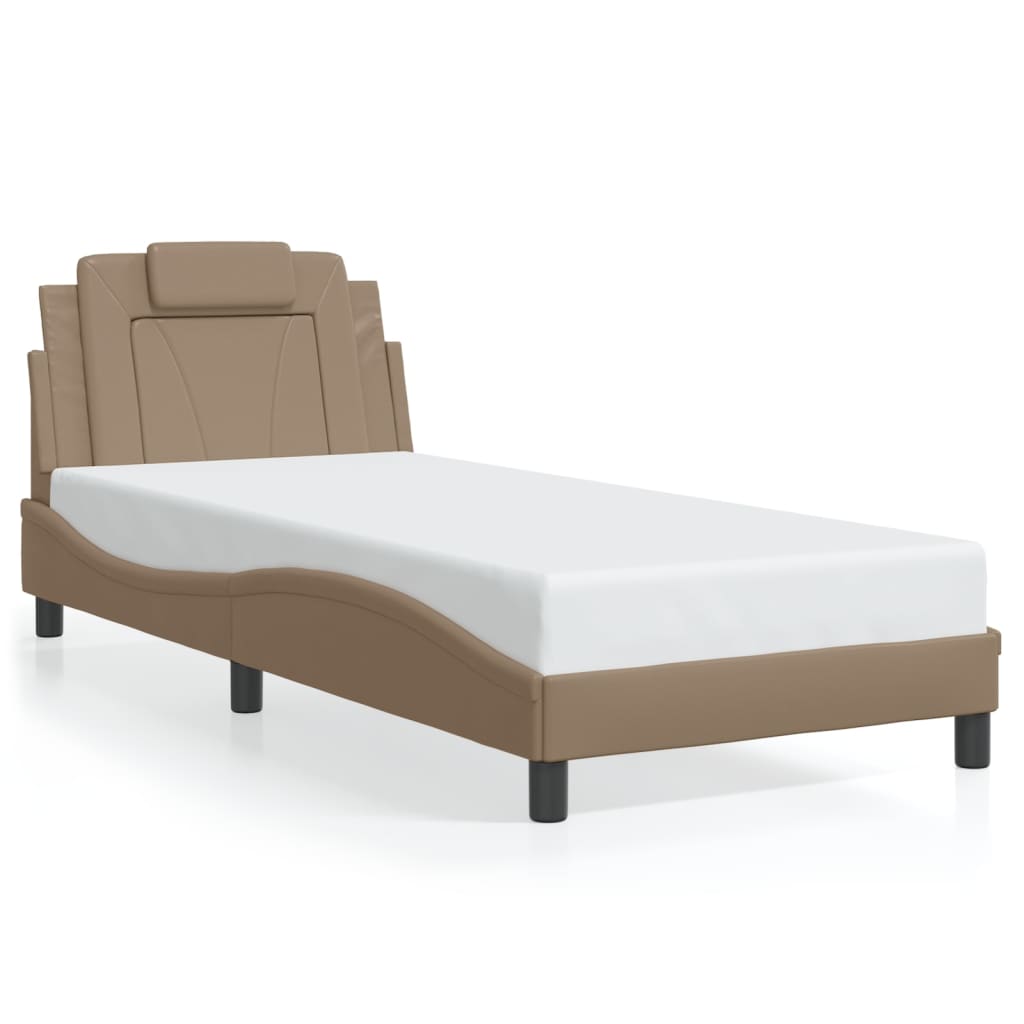 Bedframe "Viana" zonder matras kunstleer cappucinnokleurig 80x200 cm is nu te koop bij PeponiXL, paradijselijk wonen!
