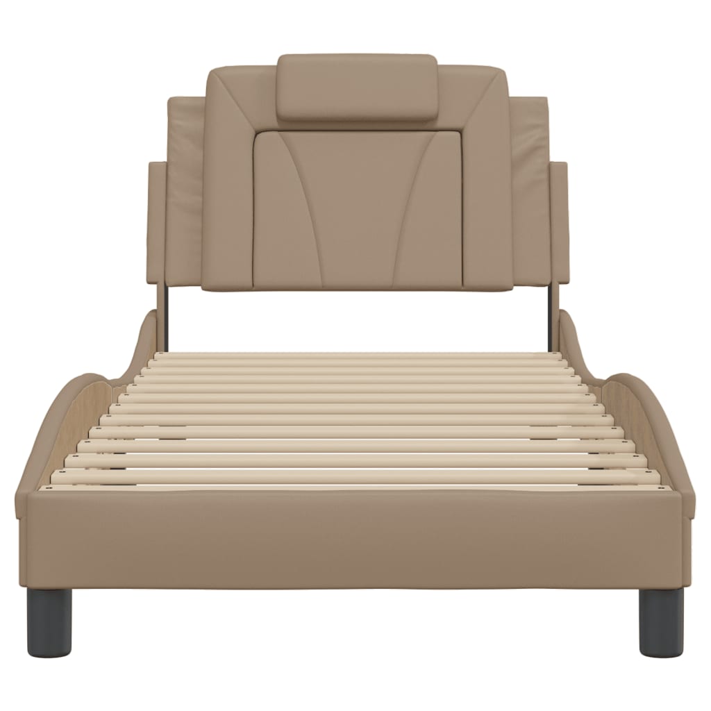 Bedframe "Viana" zonder matras kunstleer cappucinnokleurig 80x200 cm is nu te koop bij PeponiXL, paradijselijk wonen!