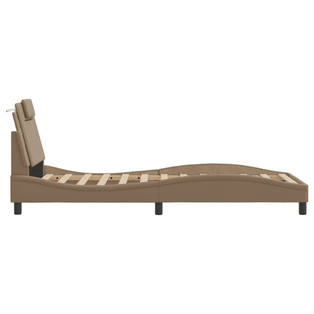 Bedframe "Viana" zonder matras kunstleer cappucinnokleurig 80x200 cm is nu te koop bij PeponiXL, paradijselijk wonen!