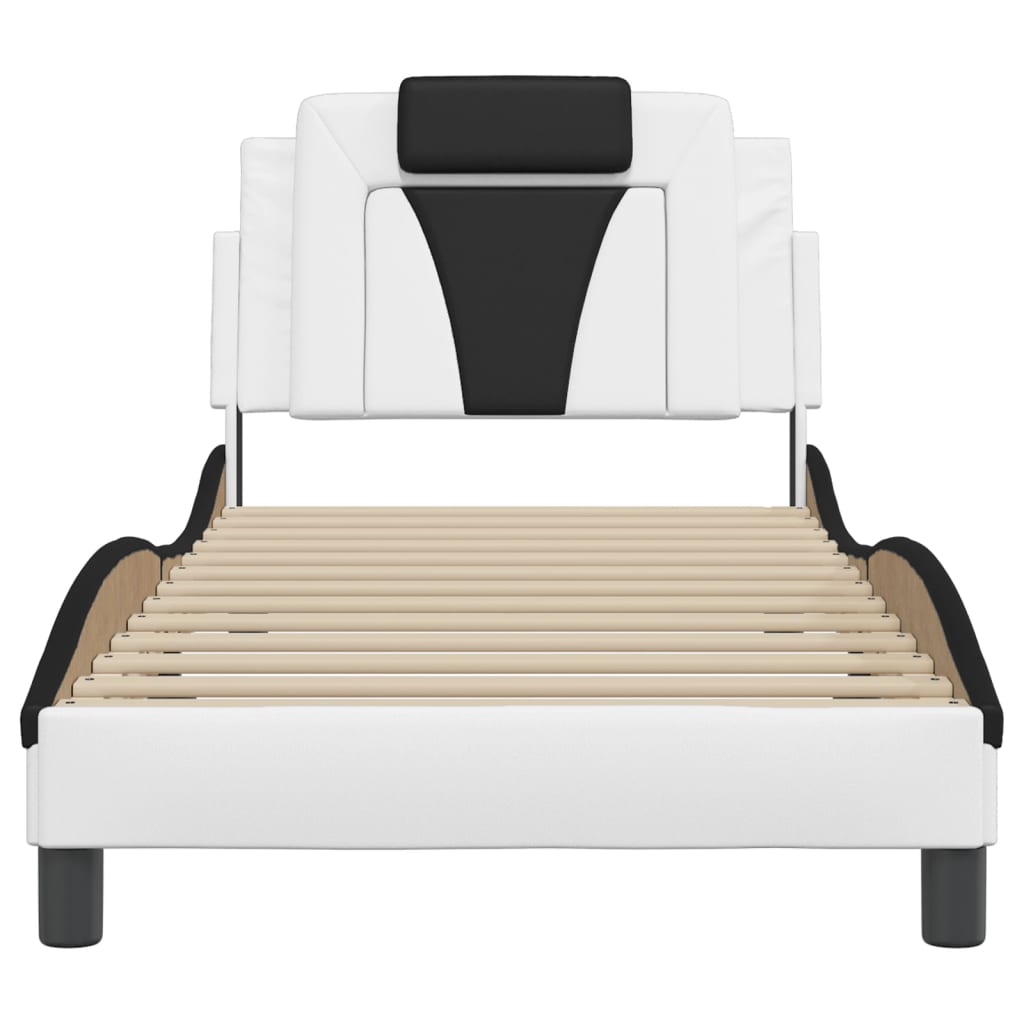 Bedframe "Viana" zonder matras kunstleer wit en zwart 80x200 cm is nu te koop bij PeponiXL, paradijselijk wonen!