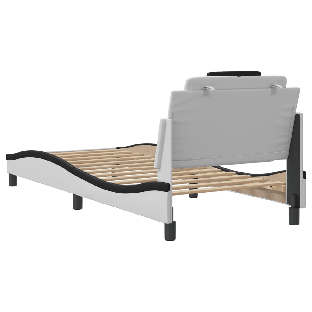 Bedframe "Viana" zonder matras kunstleer wit en zwart 80x200 cm is nu te koop bij PeponiXL, paradijselijk wonen!