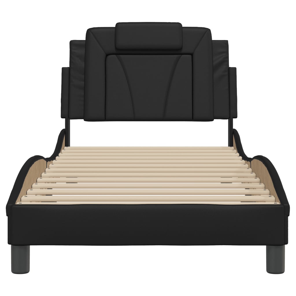 Bedframe "Viana" zonder matras kunstleer zwart 90x200 cm is nu te koop bij PeponiXL, paradijselijk wonen!