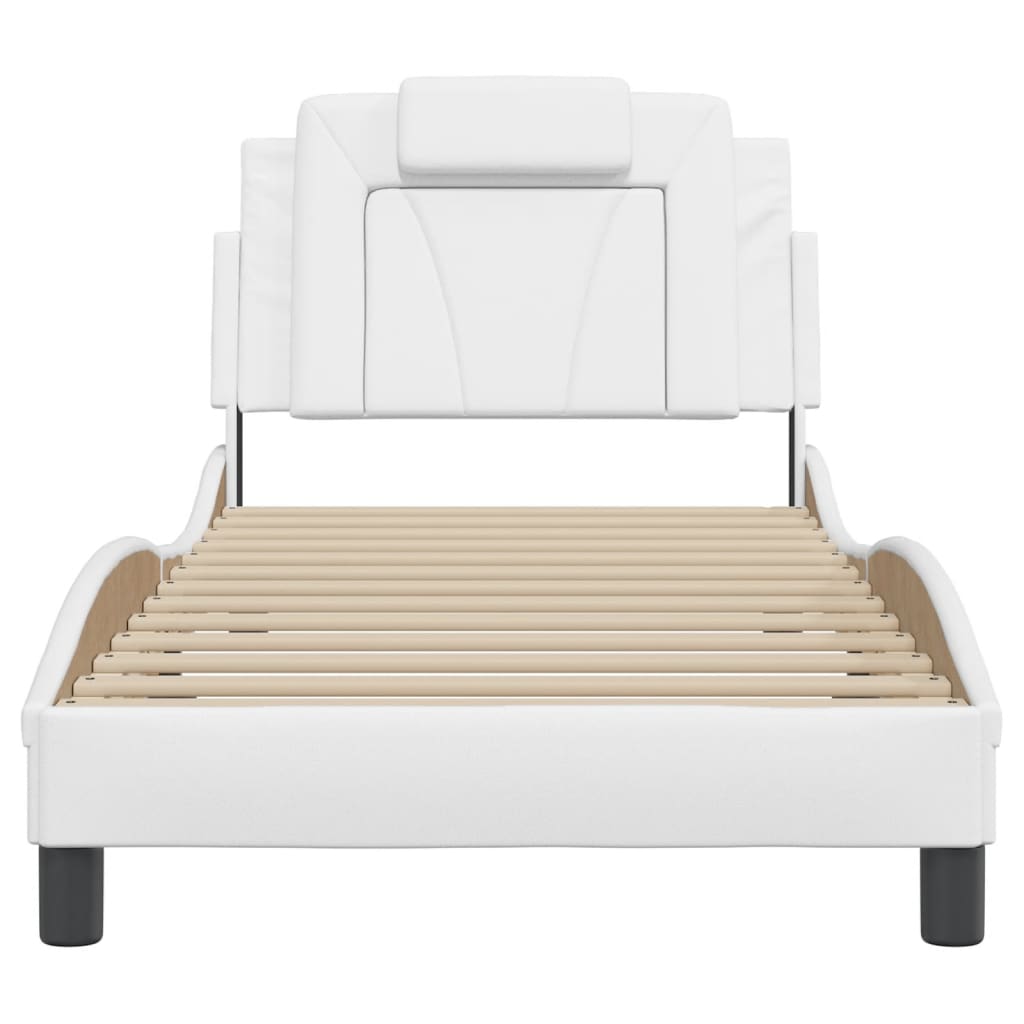 Bedframe "Viana" zonder matras kunstleer wit 90x200 cm is nu te koop bij PeponiXL, paradijselijk wonen!