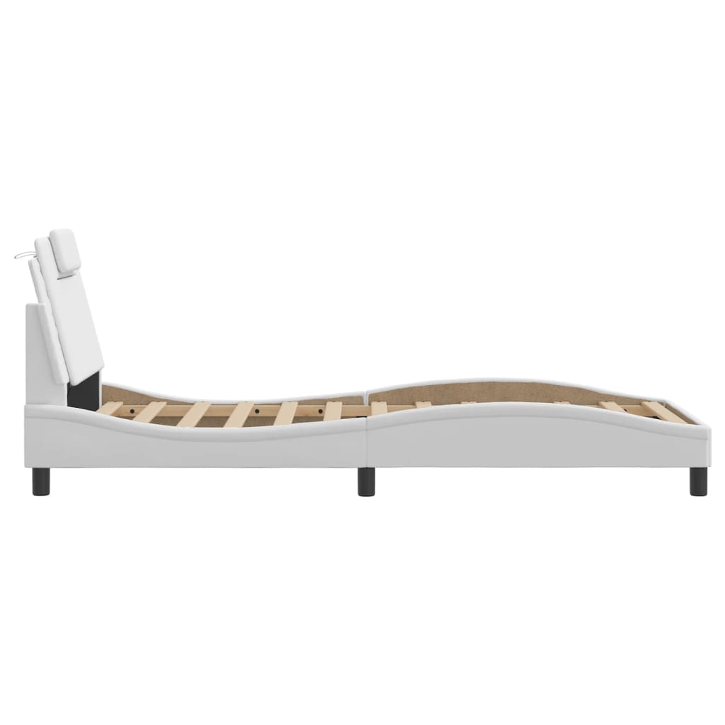 Bedframe "Viana" zonder matras kunstleer wit 90x200 cm is nu te koop bij PeponiXL, paradijselijk wonen!