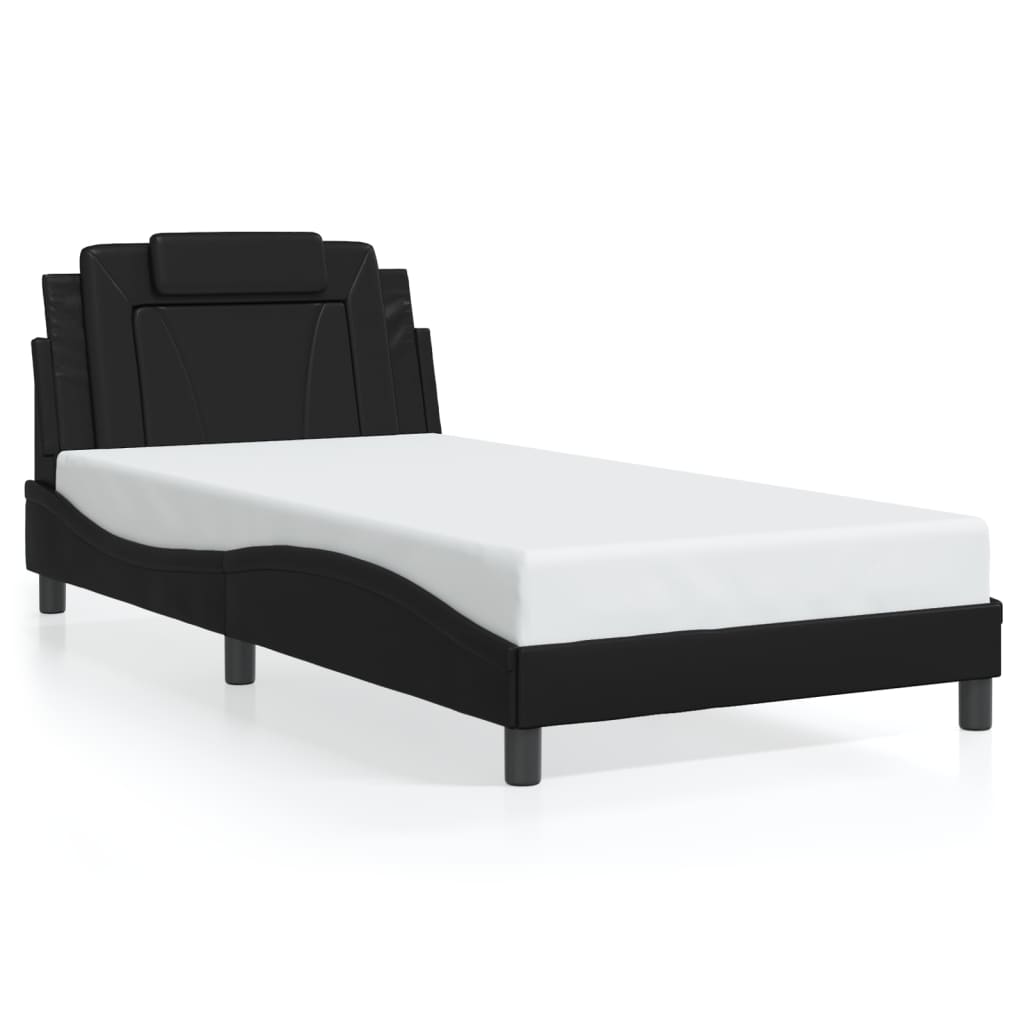 Bedframe "Viana" zonder matras kunstleer zwart 100x200 cm is nu te koop bij PeponiXL, paradijselijk wonen!