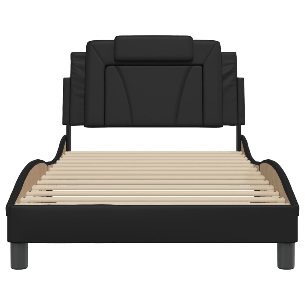 Bedframe "Viana" zonder matras kunstleer zwart 100x200 cm is nu te koop bij PeponiXL, paradijselijk wonen!