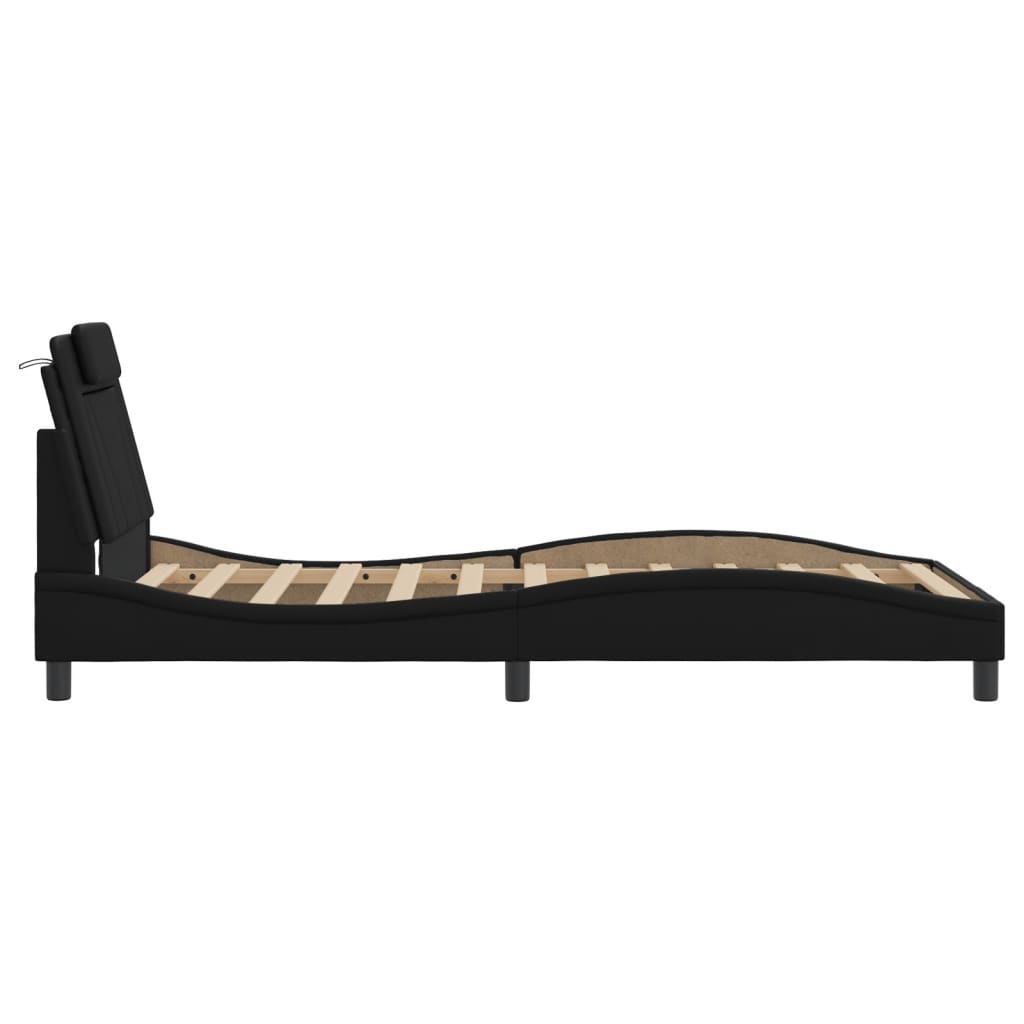 Bedframe "Viana" zonder matras kunstleer zwart 100x200 cm is nu te koop bij PeponiXL, paradijselijk wonen!
