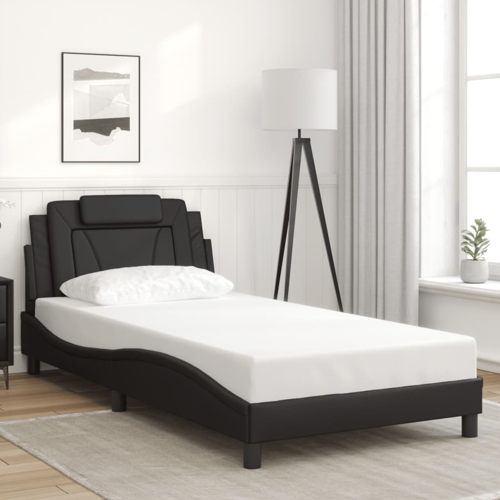 Bedframe "Viana" zonder matras kunstleer zwart 100x200 cm is nu te koop bij PeponiXL, paradijselijk wonen!
