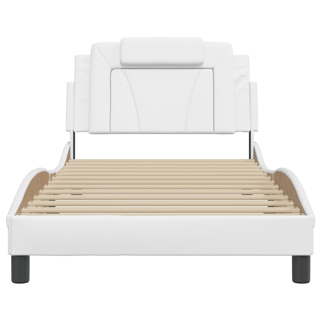 Bedframe "Viana" zonder matras kunstleer wit 100x200 cm is nu te koop bij PeponiXL, paradijselijk wonen!