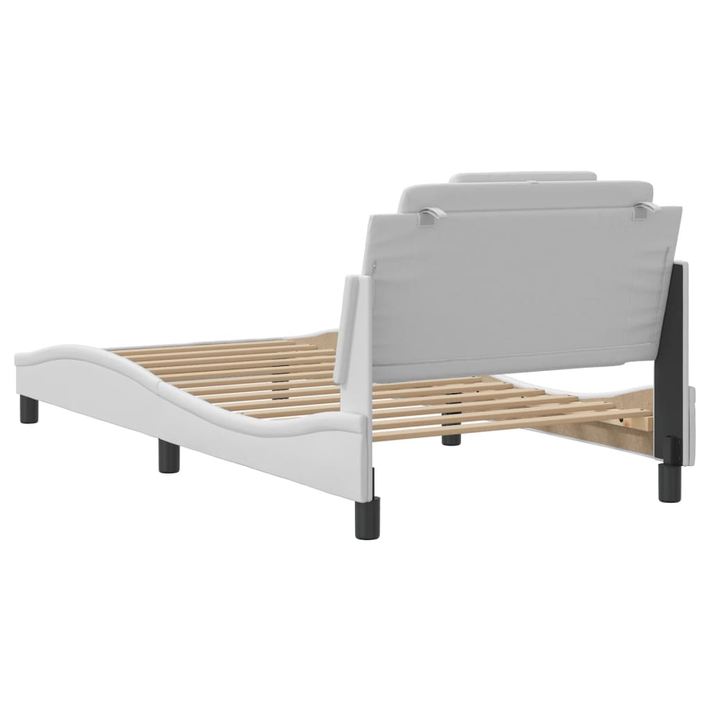 Bedframe "Viana" zonder matras kunstleer wit 100x200 cm is nu te koop bij PeponiXL, paradijselijk wonen!