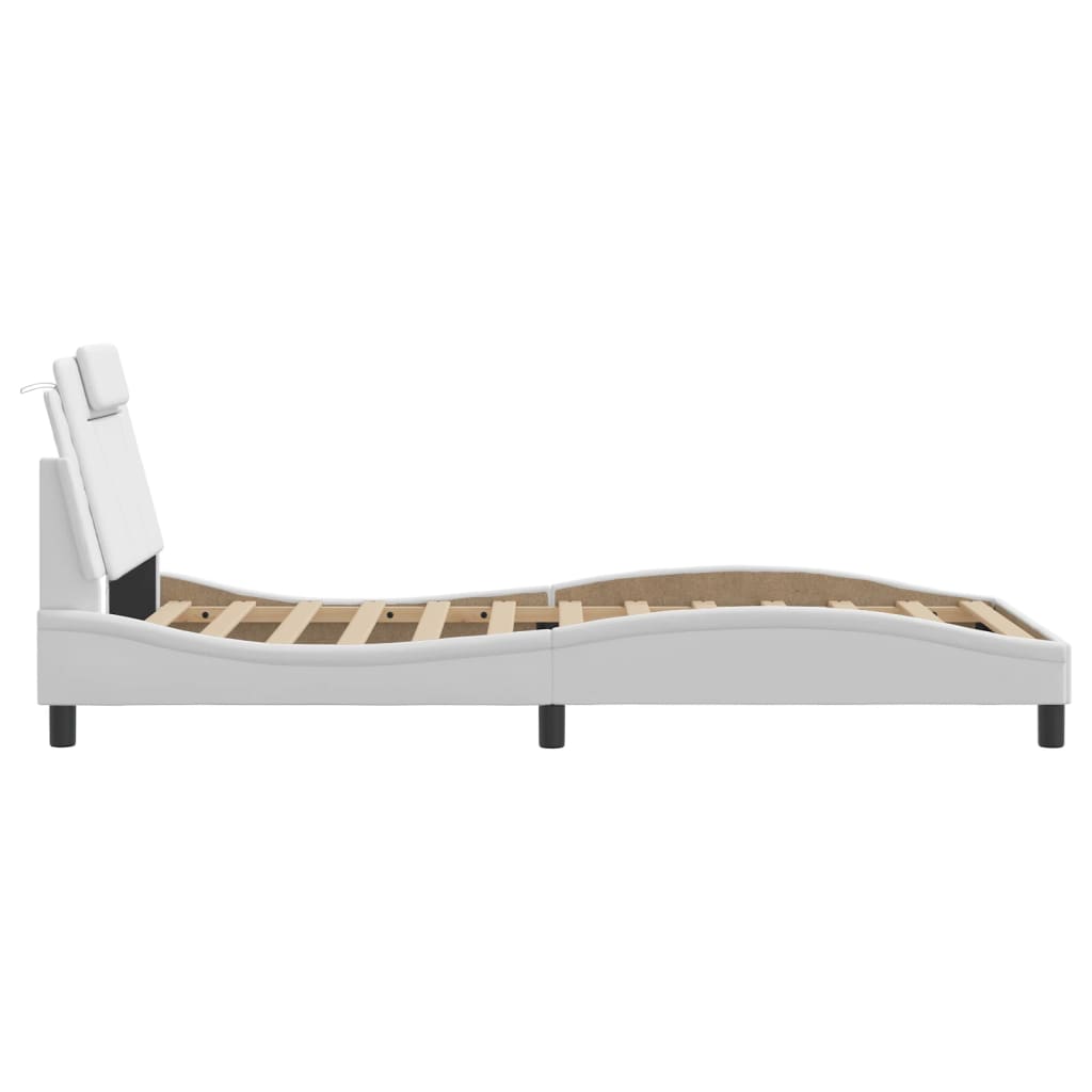 Bedframe "Viana" zonder matras kunstleer wit 100x200 cm is nu te koop bij PeponiXL, paradijselijk wonen!