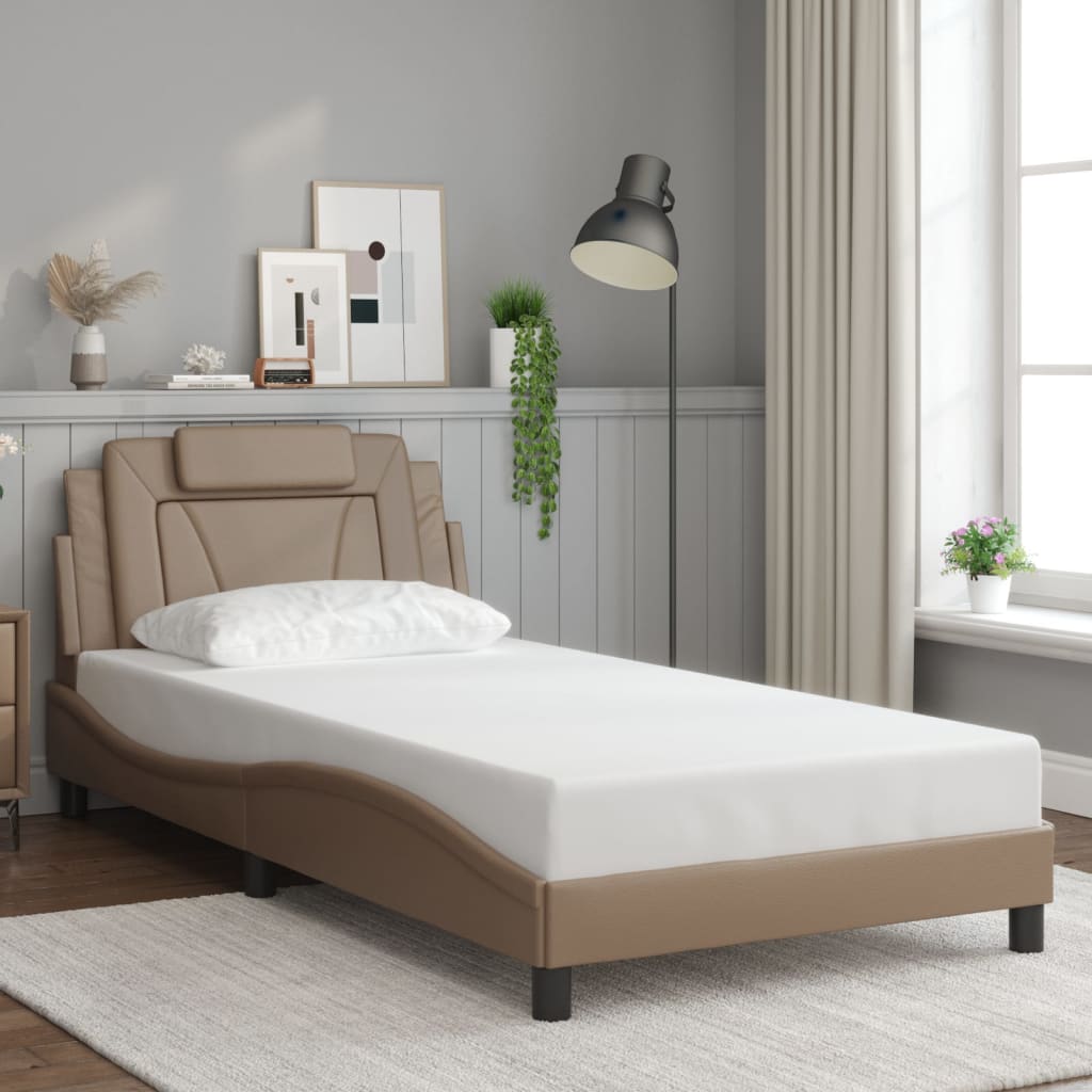 Bedframe "Viana" zonder matras kunstleer cappuccinokleurig 100x200 cm is nu te koop bij PeponiXL, paradijselijk wonen!