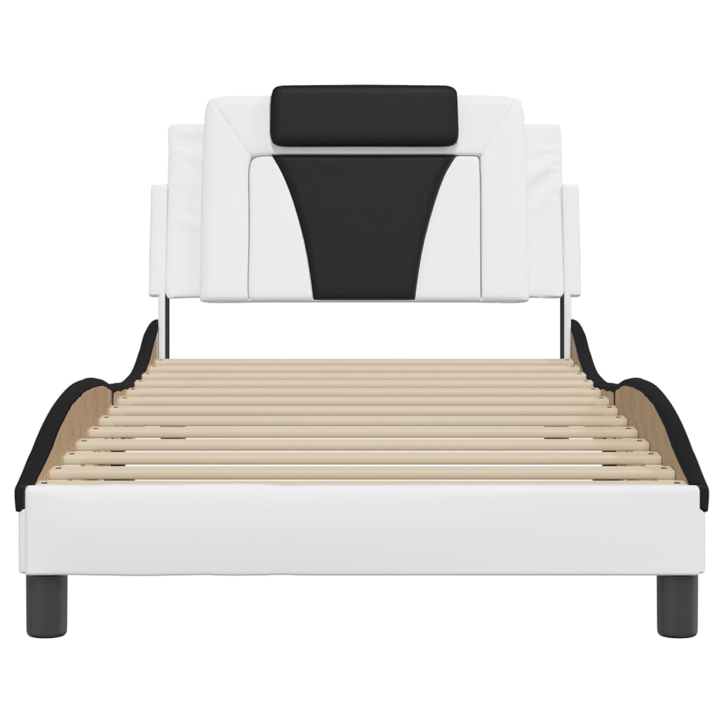Bedframe "Viana" zonder matras kunstleer zwart en wit 100x200 cm is nu te koop bij PeponiXL, paradijselijk wonen!