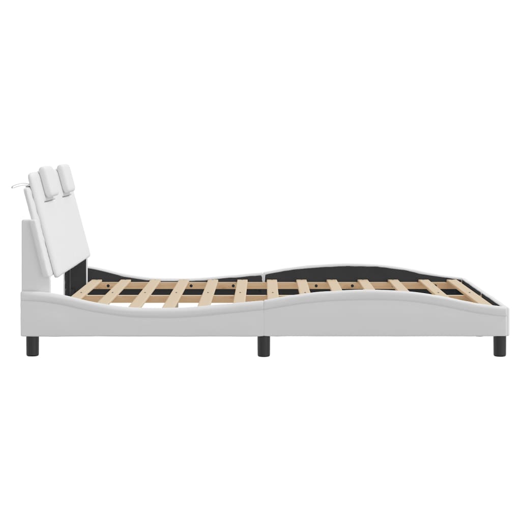 Bedframe "Viana" zonder matras kunstleer wit 120x200 cm is nu te koop bij PeponiXL, paradijselijk wonen!